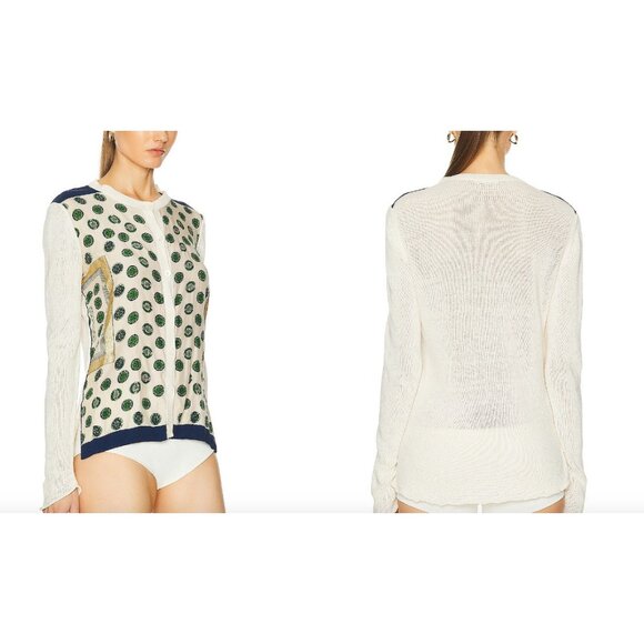 FWRD Renew Celine Silk Cardigan White - Picture 4 of 10